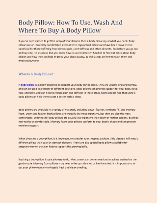 Body Pillow: How To Use, Wash And Where To Buy A Body Pillow