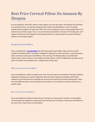 Best Price Cervical Pillow On Amazon By Sleepsia