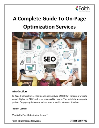 A Complete Guide To On-Page Optimization Services