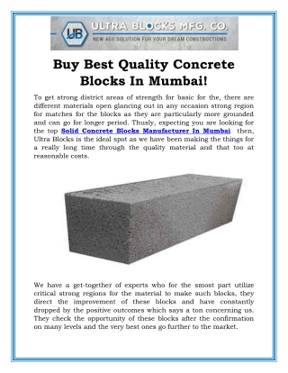 Buy Best Quality Concrete Blocks In Mumbai