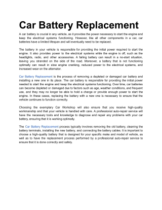 Car Battery Replacement