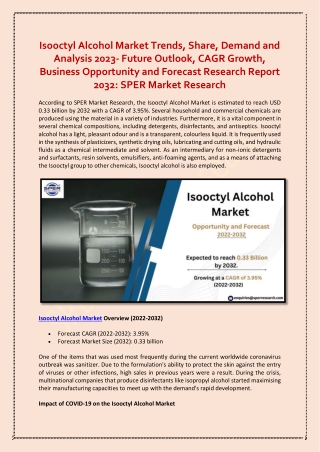 Isooctyl Alcohol Market Trends, Share, Demand and Analysis 2022-2032