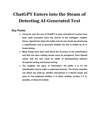 ChatGPT Enters into the Steam of Detecting AI-Generated Text