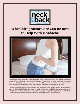 Why Chiropractor Care Can Be Best to Help With Headache