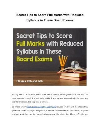 Secret Tips to Score Full Marks with Reduced Syllabus in These Board Exams