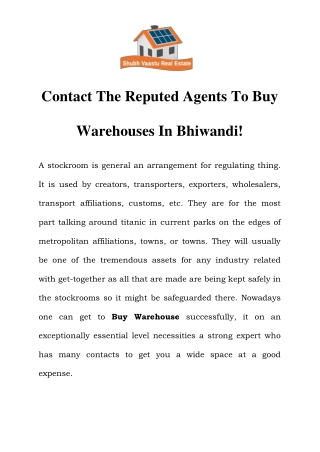 Buy Warehouse in Bhiwandi Call-9319501503