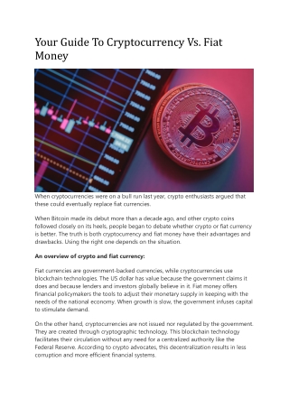 Your Guide To Cryptocurrency Vs. Fiat Money