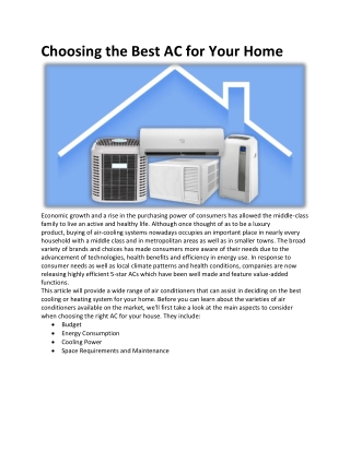 Choosing the Best AC for Your Home - Fazal Sons