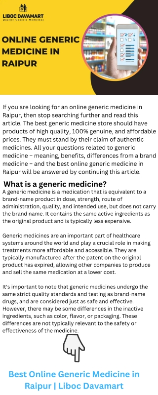 Best Online Generic Medicine in Raipur  Liboc Davamart