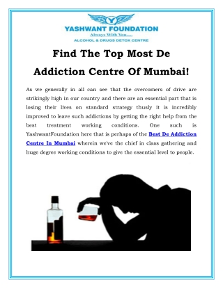 Find The Top Most De Addiction Centre Of Mumbai