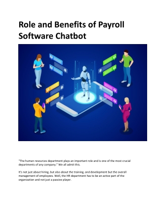 Role and Benefits of Payroll Software Chatbot