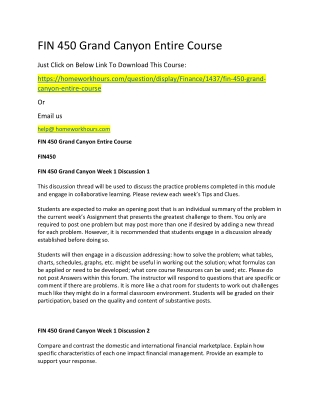 FIN 450 Grand Canyon Entire Course