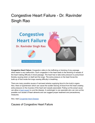 Congestive Heart Failure - Dr. Ravinder Singh Rao