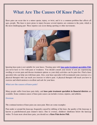 What Are The Causes Of Knee Pain?