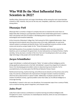 Who Will Be the Most Influential Data Scientists in 2022