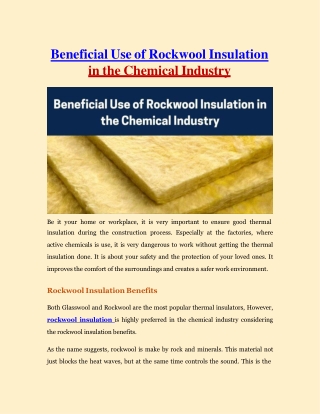 Beneficial Use of Rockwool Insulation in the Chemical Industry