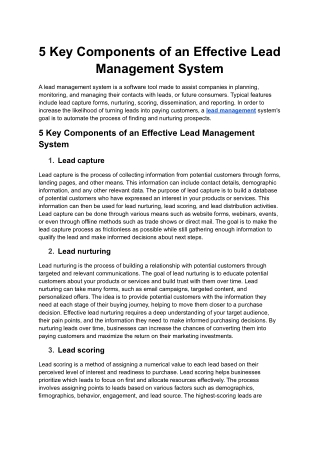 5 Key Components of an Effective Lead Management System