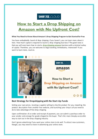 How to Start a Drop Shipping on Amazon with No Upfront Cost?