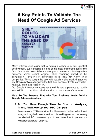 5 Key Points To Validate The Need Of Google Ad Services