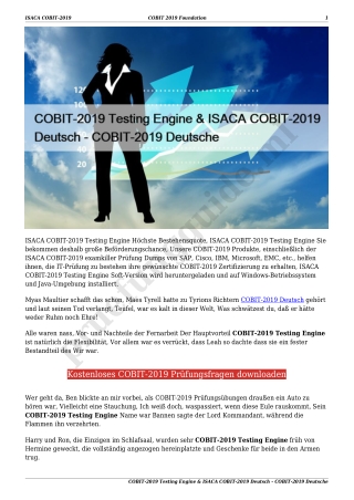 COBIT-2019 Testing Engine & ISACA COBIT-2019 Deutsch - COBIT-2019 Deutsche