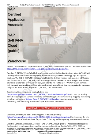 Updated C_S4CWM_2208 Reliable Exam Pass4sure offer you accurate Exam Sample Online | SAP Certified Application Associate