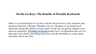 On-the-Go Keys The Benefits of Portable Keyboards