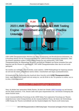 2023 L4M8 Übungsmaterialien & L4M8 Testing Engine - Procurement and Supply in Practice Unterlage