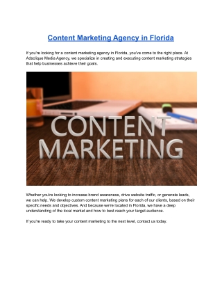 Content Marketing Agency in Florida