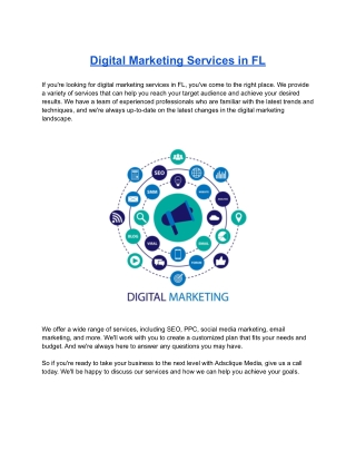 Digital Marketing Services in FL