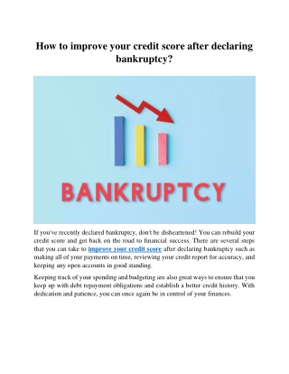 How to improve your credit score after declaring bankruptcy
