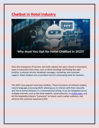 Chatbot in Hotel Industry