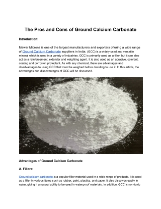 The pros and cons of Ground calcium carbonate