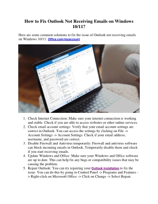 How to Fix Outlook Not Receiving Emails on Windows 10?