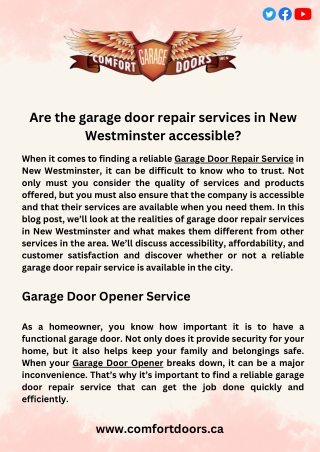 Are The Garage Door Repair Services In New Westminster Accessible