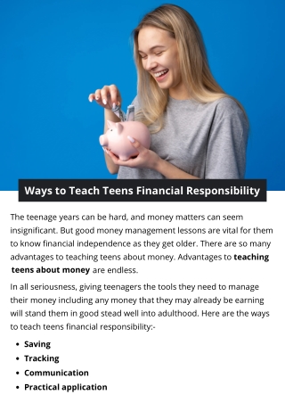 Ways to Teach Teens Financial Responsibility