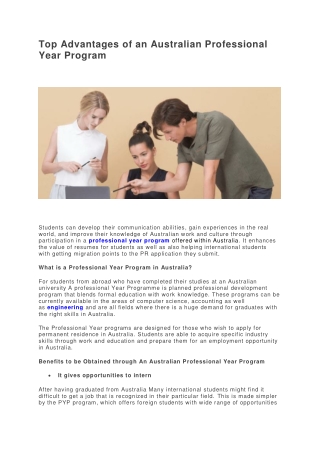 Top Advantages of an Australian Professional Year Program