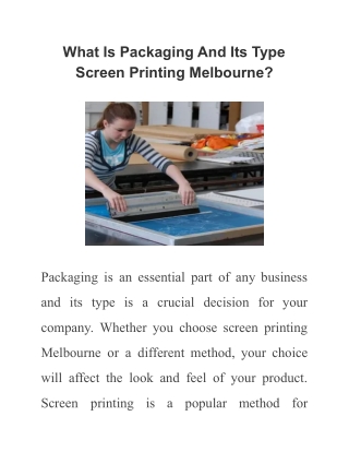 What Is Packaging And Its Type Screen Printing Melbourne