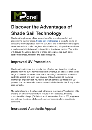 Discover the Advantages of Shade Sail Technology