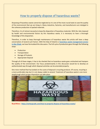 How to properly dispose of hazardous waste?