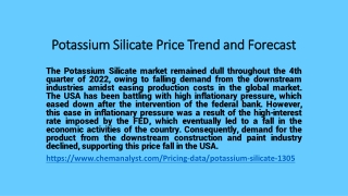 Potassium Silicate Pricing