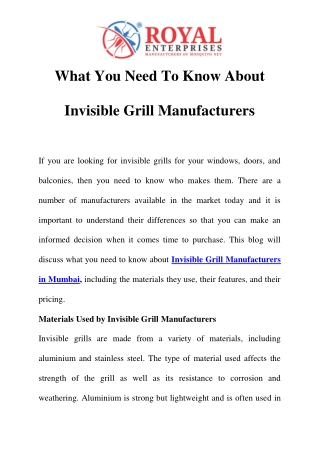 Invisible Grill Manufacturers in Mumbai Call-7290096086