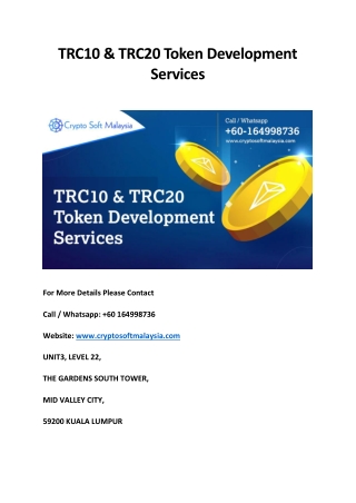 TRC10 & TRC20 Token Development Services