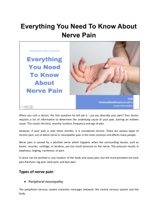 Everything You Need To Know About Nerve Pain