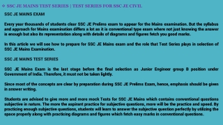 SSC JE MAINS TEST SERIES TEST SERIES FOR SSC JE CIVIL