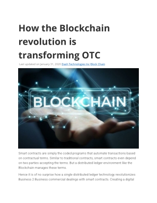 How the Blockchain revolution is transforming OTC