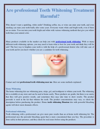 Are professional Teeth Whitening Treatment Harmful?
