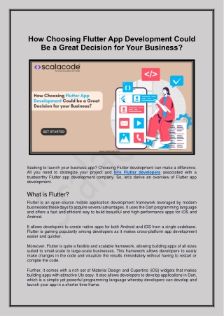 How Choosing Flutter App Development Could Be a Great Decision for Your Business - ScalaCode