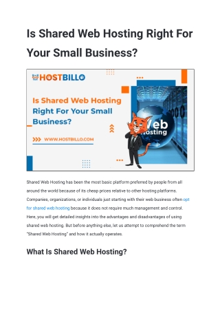 Is Shared Web Hosting Right For Your Small Business