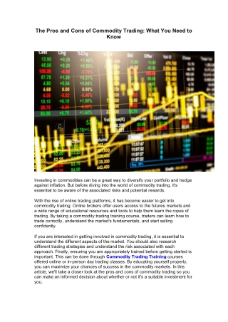 The Pros and Cons of Commodity Trading What You Need to Know