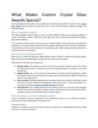 What Makes Custom Crystal Glass Awards Special?